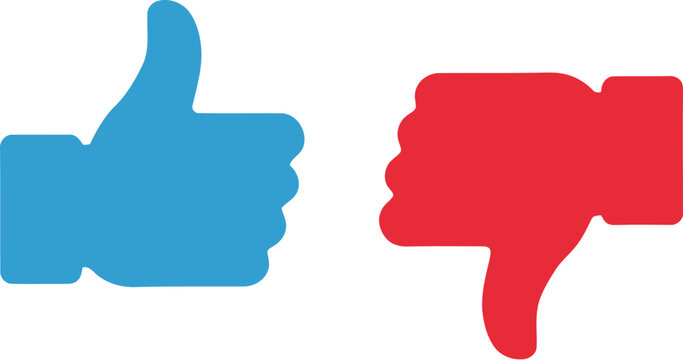 Thumb up and thumb down icons in blue and red for feedback and rating systems