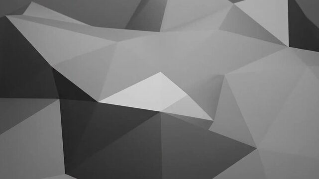 A dark abstract geometric shape floating in a minimalist studio space