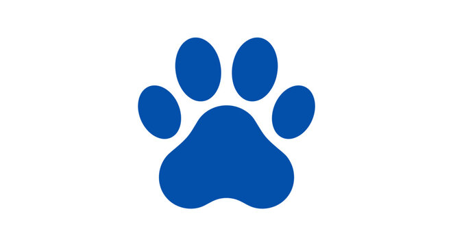 Blue dog paw print symbol icon.