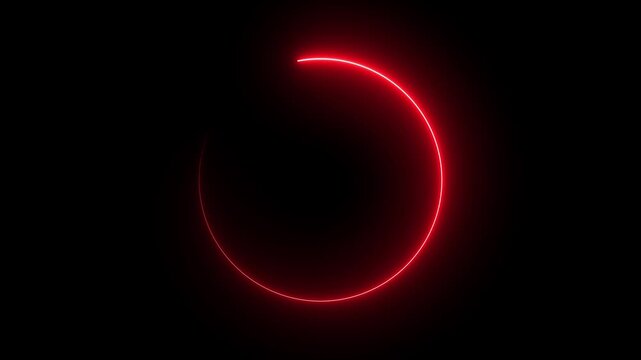 Animation of glowing neon countdown from 5 to 0 animation isolated, Circle countdown timer 5 sec animation on black background 4k video