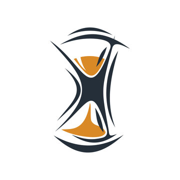 Sandglass isolated sand-timer icon. Vector hourglass with flowing sand, device to countdown time