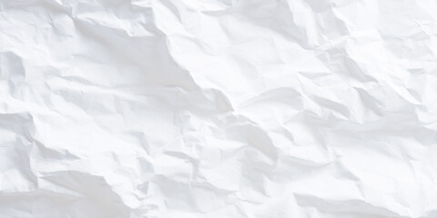 Fototapeta premium White crumpled paper texture background with abstract wrinkled creases crushed realistic sheet and soft shadows