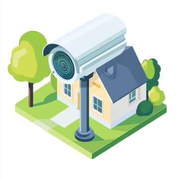 A modern security camera installed outside a stylish home, providing peace of mind and safety.