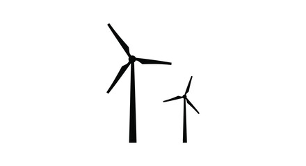 Black Silhouette Of Wind Turbines Against A White Background © Urmi512