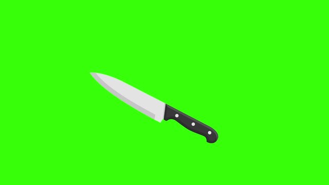 Flat vector cooking knife back and forth slicing motion graphics