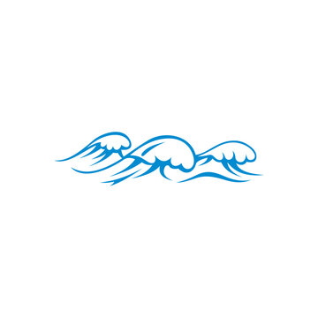 Marine water splashes isolated abstract sea waves symbol. Vector stream of storming ocean