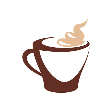 Coffee pot with hot cup of steaming drink isolated. Vector kettle and mug of tea or arabica