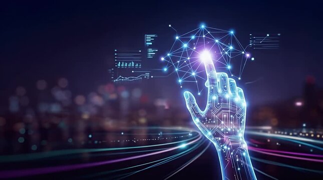Futuristic Hand Touching Interactive Holographic Interface Technology