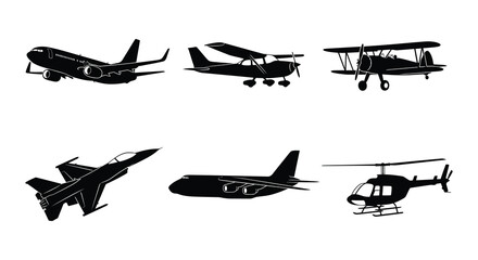 Aircraft silhouettes on a white background vector illustration © Nayem
