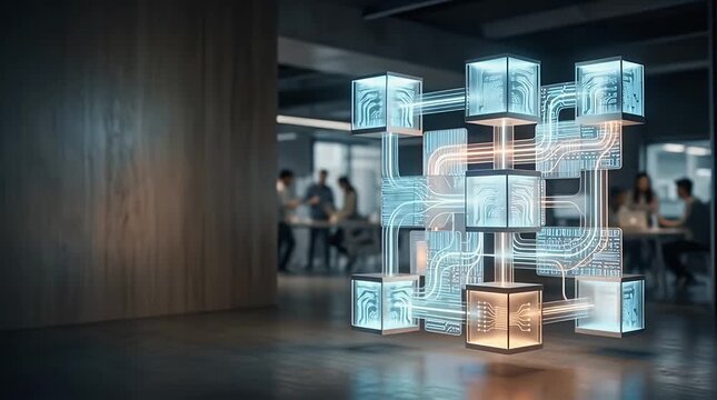 Futuristic Holographic Technology Visualization Glowing Interface