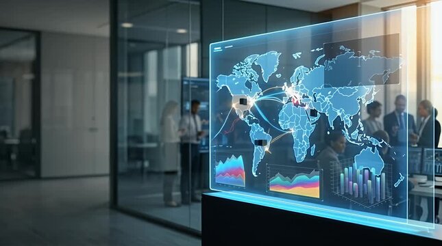 Modern Business Team Engaged with Interactive Data Visualization