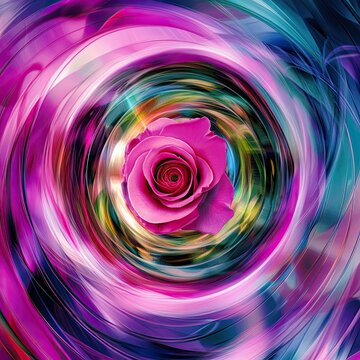 Swirling abstract rose with vibrant colors

