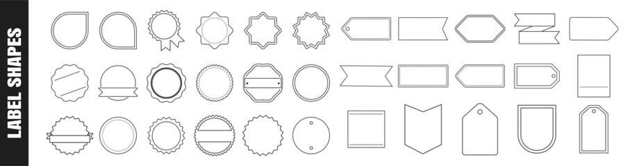 Set of label and badge outline shapes. Vintage style tags and frames collection. © Alla