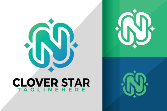 Letter N Clover Star Logo Logos Design Element Stock Vector Illustration