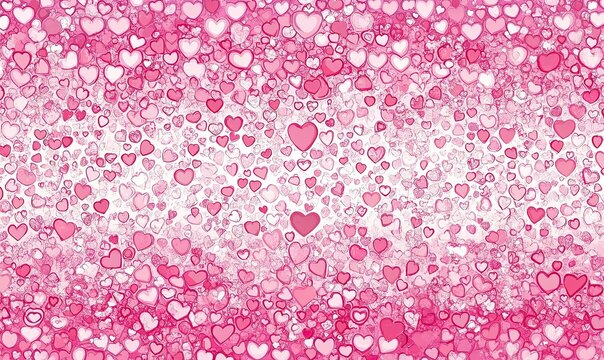 Gradient of small heart shapes on pink background