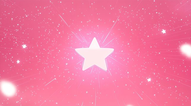 Glowing star centered on vibrant pink stardust background