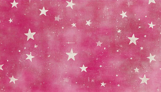 Pink watercolor background with scattered white stars