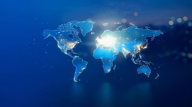 Futuristic Global Network Visualization with Dynamic Light Trails