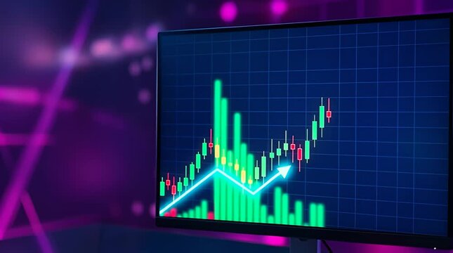 Dynamic Stock Market Graph Displaying Positive Trend Visualization