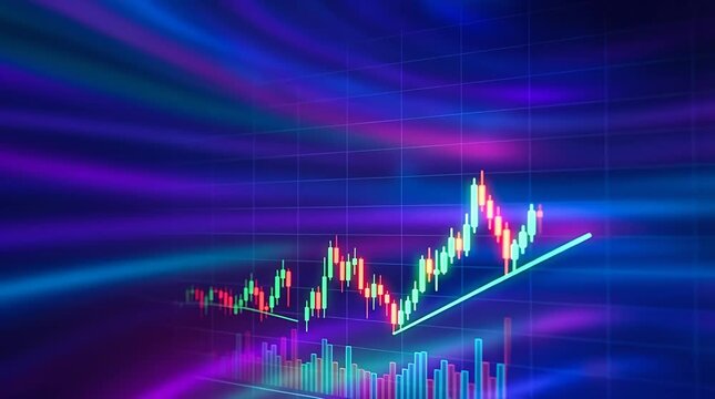 Vibrant Stock Market Graph with Colorful Motion Background