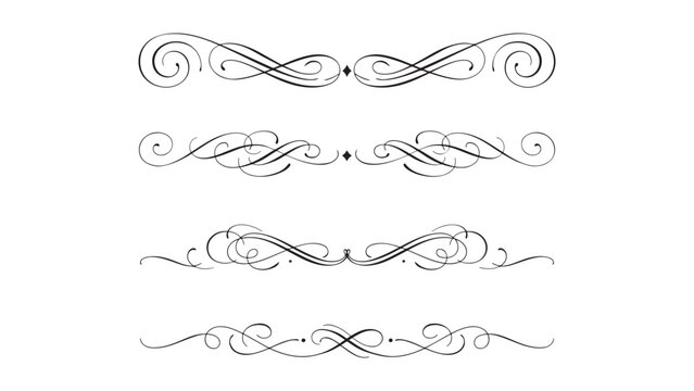 Decorative vintage text dividers and swirls collection with elegant flourishes for wedding invitations and scrapbooking design elements set isolated now.