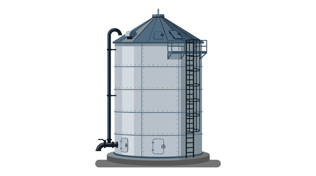 Industrial Metal Grain Storage Silo Tower.