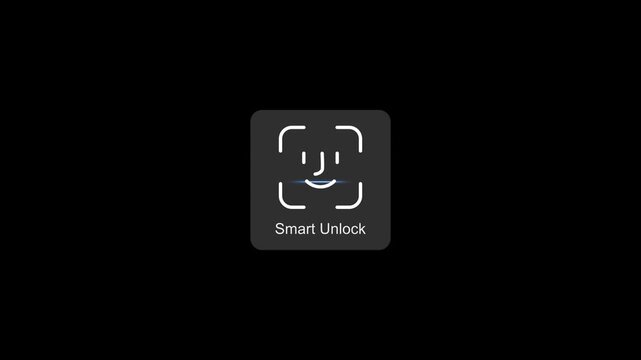 Facial recognition smart unlock interface animation for mobile security and biometric authentication technology