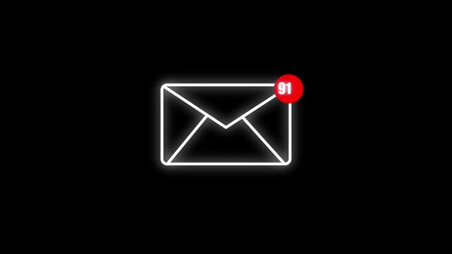 Animated Message Box Icon with Notification Badge New Message Alert UI Animation Pop-up Chat Notification Count for App, Web, and Mobile Interface new email inbox 125 notification animation