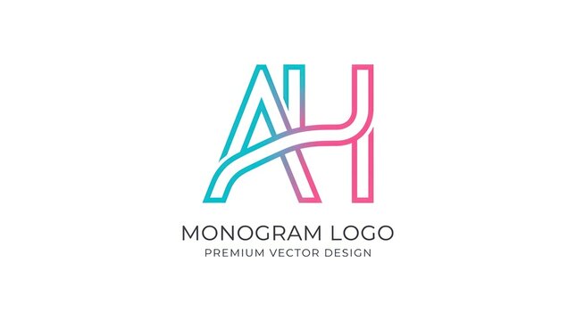 Professional monogram logo design featuring elegant ah letters with smooth flowing lines.