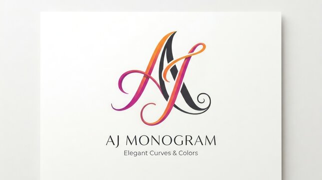 Luxurious aj monogram logo design showcasing elegant curves with warm vibrant gradients.