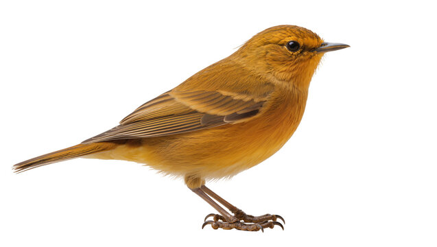Orange warbler bird perched on legs