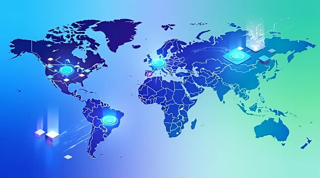 Futuristic Global Network Visualization with Dynamic Data Connections