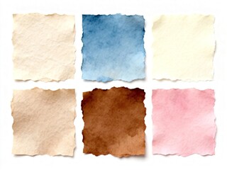 Fototapeta premium Six Torn Paper Swatches in Soft Colors