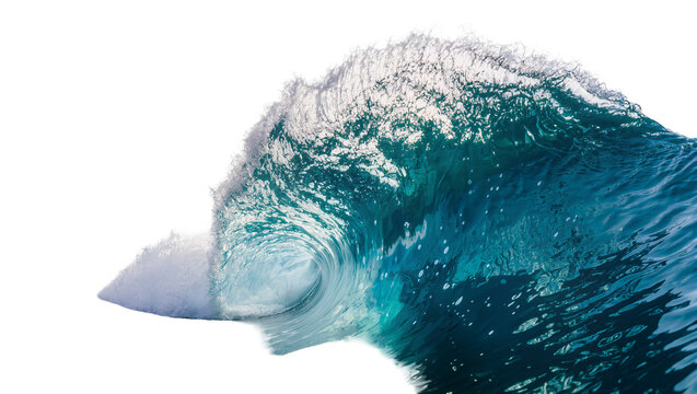 Crashing ocean wave with turquoise water and white foam