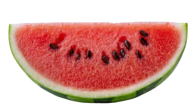 Fresh watermelon slice with seeds and green rind