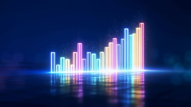 Futuristic Data Visualization Glowing Holographic Bars Technology