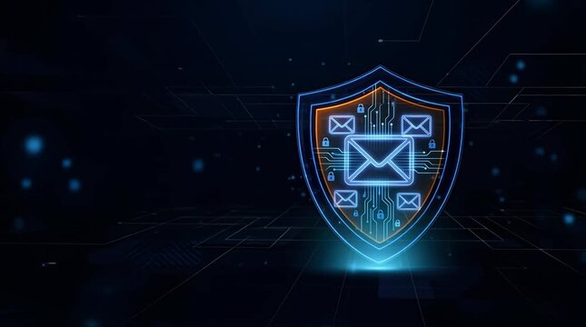 Futuristic Email Security Shield Glowing Digital Interface Protection