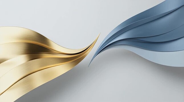 Elegant Gold and Blue Abstract Waves Modern Design Composition