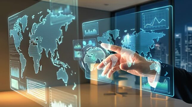 Interactive Holographic Interface Touching Data Visualization