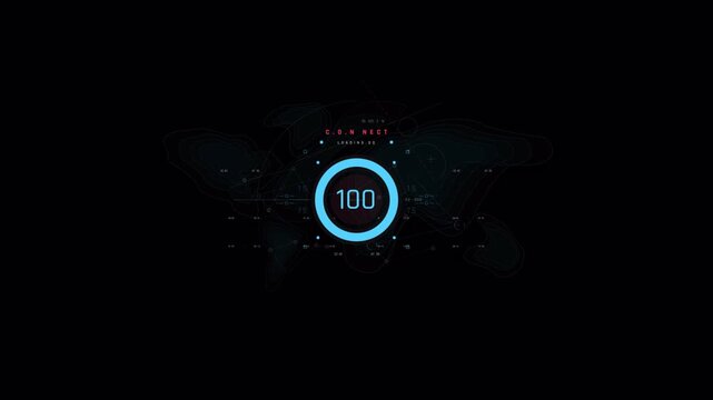 Digital Loading Progress Circle Animation with Numerical Percentage Counter.