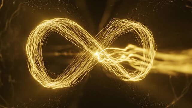 Golden electric lightning bolts across a dark background