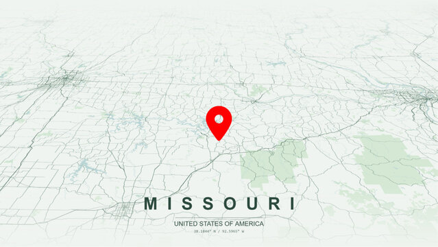 Modern minimalist vector map of Missouri. High-quality scalable illustration of Missouri state geographic boundaries, Mississippi and Missouri River networks for posters design.