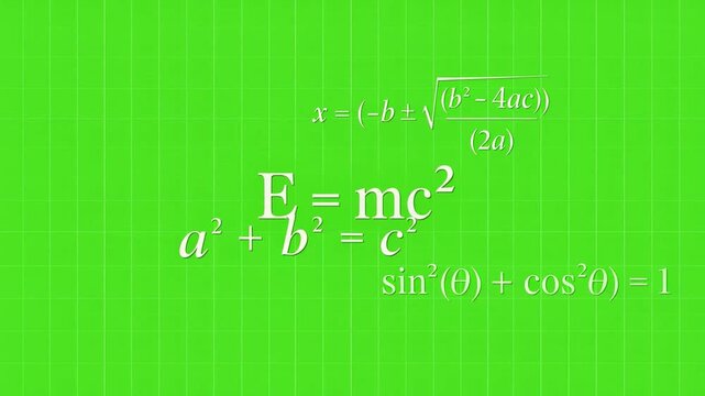 The mass energy equivalence formula on a green grid background