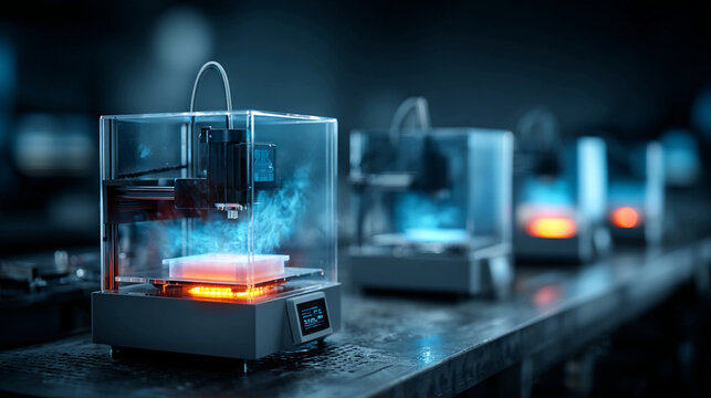 Digital 3D printing system technology platform additive manufacturing rapid prototyping materials digital fabrication futuristic concept innovative solution design industrial