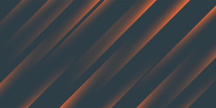 Abstract orange glowing diagonal line stripe pattern vector illustration. Geometric halftone speed light composition on dark charcoal grey background design