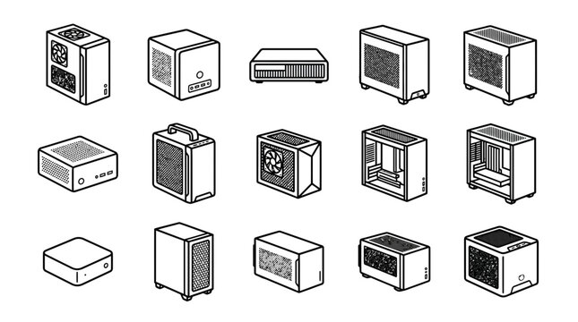 Computer Case Icons: Compact PC Builds, ITX, Micro ATX, Small Form Factor Designs
