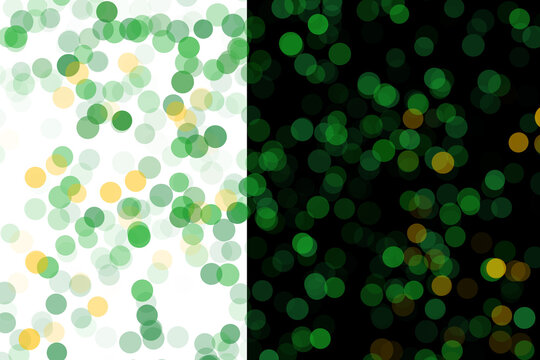 Green bokeh pattern on split canvas representing elegant emerald celebration