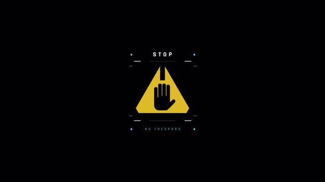 Futuristic Digital Stop Sign Warning Animation Motion Graphics.