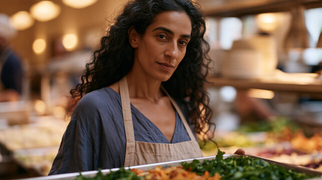 Sami food scientist observing how cafeteria trays with preloaded vegetable portions emptied faster than empty trays beside a full salad bar documenting how default environment