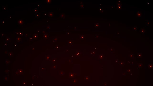 Real flame with sparks background clip in amazing detail. Bright glowing fire particles rising fast in a fiery sky with smoke. 
Burning ash rise from large fire in the night sky.